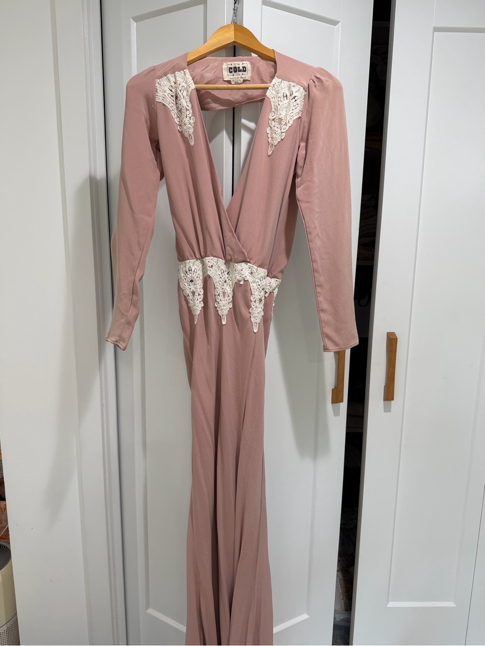 Stone Cold Fox Dusty Rose Maxi Dress with Cream Lace Trim